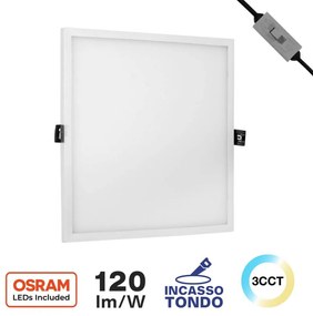 Pannello LED 24W da incasso Quadrato, Foro Tondo Ø205mm, CCT Colore Bianco Variabile CCT