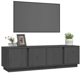 Mobile porta tv grigio 140x40x40 cm in legno massello di pino