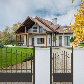 Cancello manuale battente Civetta in ferro, apertura a sinistra, L 104.5, H 150-165 cm, di colore nero