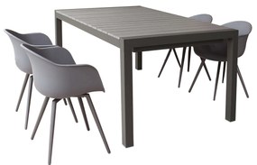 LOIS - set tavolo in alluminio e polywood cm 162/242 x 100 x 74 h con 4 Poltrone Dynamo