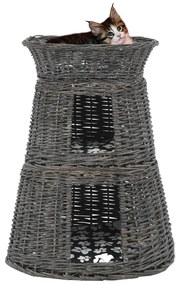 Ceste Gatti Con Cuscini Grigio 3pz 47x34x60cm Salice Naturale /