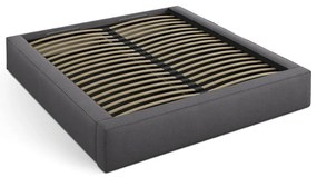 Letto matrimoniale imbottito grigio scuro con contenitore e rete inclusi 180x200 cm Simon – Micadoni