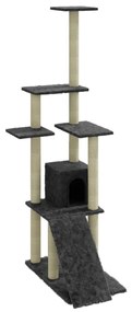 Albero per gatti con tiragraffi in sisal grigio scuro 155 cm