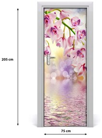 Adesivo per porta interna sulla porta dell'orchide 75x205 cm