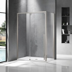 Kamalu - Cabina doccia 80x150 scorrevole con lato fisso 80 cm finitura acciaio spazzolato | KSA5000AS