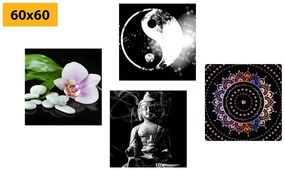 Set di quadri – Feng Shui su sfondo nero