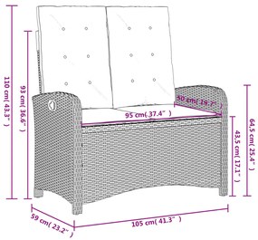 Set da Pranzo da Giardino 4 pz con Cuscini Beige in Polyrattan