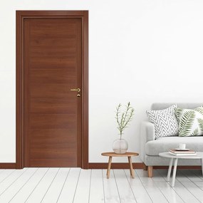 Porta interna a battente Rustic in MDF rivestito melamina colore noce, L 60 x H 210 cm, apertura reversibile
