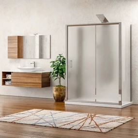 Kamalu - Doccia 3 lati 70x150x70 apertura scorrevole cristallo opaco K410NS