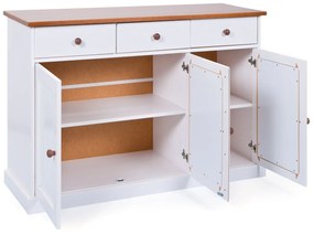 Credenza 3 ante 3 cassetti in pino massello bianco