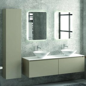 Composizione mobili bagno 155cm sospesa, composta da mobile, due specchi led e colonna SP-155B - KAMALU