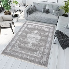 Esclusivo tappeto per interni di design bianco e grigio con motivo Larghezza: 120 cm | Lunghezza: 170 cm