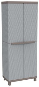 Armadio spogliatoio C-Rattan 2680 in polipropilene, grigio chiaro e tortora L 68 x H 170 x P 39 cm, 2 ante, adatto per esterno riparato