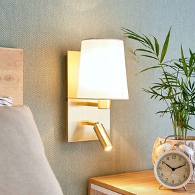 Applique Lindby Aiden, bianco, ottone, lampada a LED da lettura