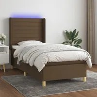 Letto a Molle Materasso e LED Marrone Scuro 90x200cm in Tessutocod mxl 123308