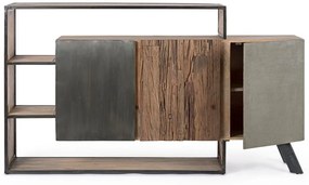 Credenza MANCHESTER in legno di mango e acciaio nero, 175x38x100 cm