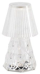 Lampada da tavolo in vetro trasparente con LED ricaricabile IP44 - Lola 20 Lux