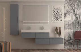 Mobile da bagno sospeso sotto lavabo L 120 x H 25 x P 44 cm grigio laccato opaco, 1 cassetto BADEN HAUS Modula