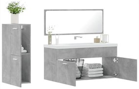 Set mobili da bagno 3 pz grigio cemento in legno multistrato