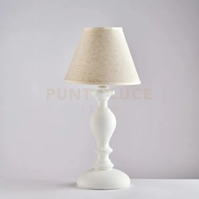 Lumetto in legno bianco shabby 1 luce con paralume dm.20 cascina