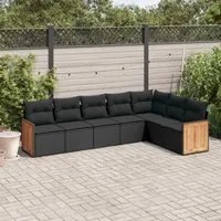 Set Divani da Giardino con Cuscini 7pz Nero Polyrattancod mxl 89828