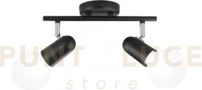 Spot punto nero 2 luci attacco e27 32x10x14cm in metallo