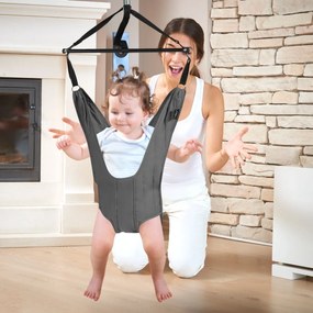 Costway Altalena jumper per porta con bretelle elastiche regolabili, Altalena per bambini 6-12 mesi Grigio