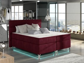 Letto matrimoniale boxspring Vasco de Gama - 160 x 200 cm , Tessuto bordeaux