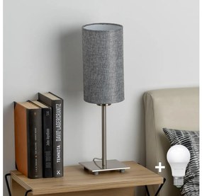 Eglo - Lampada da tavolo LED TUNJA 1xE27/60W/230V 26,5 cm cromo opaco/grigio