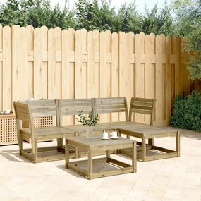 Set salotto da giardino 4 pz in legno impregnato di pino