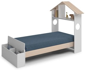 Letto per bambini in pino bianco/naturale con contenitore 90x190 cm Odessa - Marckeric