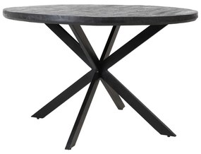 Tavolo da pranzo rotondo nero con piano in acacia ø 140 cm Yellov - Light &amp; Living