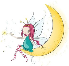 Quadro su tela – Fata magica sulla luna
