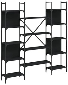 Libreria nera 155,5x24x166,5 cm in legno multistrato