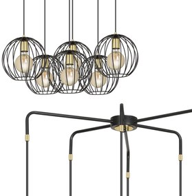 Lampadario Contemporaneo Omoikane Acciaio Nero 6 Luci E27 Ip20
