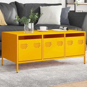 Tavolino Giallo 101,5x50x43,5 Cm Acciaio Laminato A Freddo /