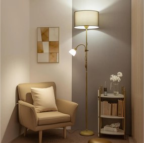 Brilagi - Lampada da terra CERIA 1xE27/100W/230V + 1xE14/25W oro/marrone