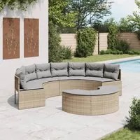 Set Divani da Giardino Semicircolare 2 pz in Polyrattan Beige 3262072