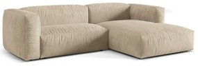 Divano angolare componibile beige (con penisola a destra/con chaise lounge) con rivestimento in velluto Martina – Micadoni