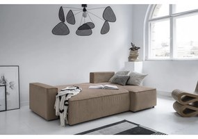 Divano letto angolare in velluto a coste beige Brave Dave - Miuform