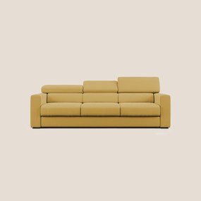 Dylan divano a 3 sedute con pouf estraibile poggiapiedi in tessuto fiammato simil cotone impermeabile T19