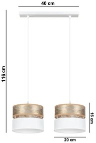 Lampadario a sospensione con filo LIMA 2xE27/60W/230V oro/bianco