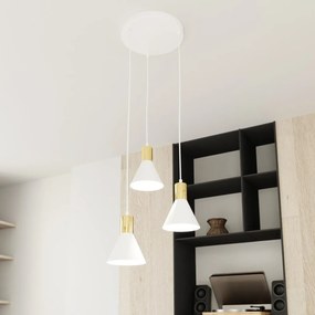 Lampada a sospensione in acciaio ROSA 3 nero/bianco e oro 3xE14