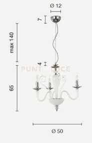 Lampadario debussy 3 luci fume' e cromo attacco e14 d.50cm
