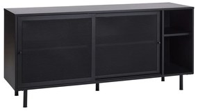 Cassettiera nera in metallo con ante scorrevoli 160x75x46 cm Veep – Unique Furniture