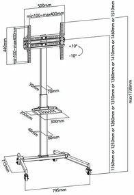Nedis TVSM5100BK - Supporto da pavimento per TV 32-55" nero