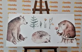 Quadro su tela – Animali nel bosco che si rilassano