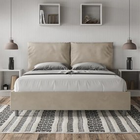 Letto contenitore da 160x190 in microfibra sabbia Antea