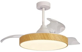 Ventilatore da soffitto Alaska legno, Ø 50 cm, CCT, dimmerabile, MANTRA IP20