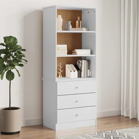 Libreria Con Cassetti Alta Bianca 60x35x142 Cm Massello Di Pino /